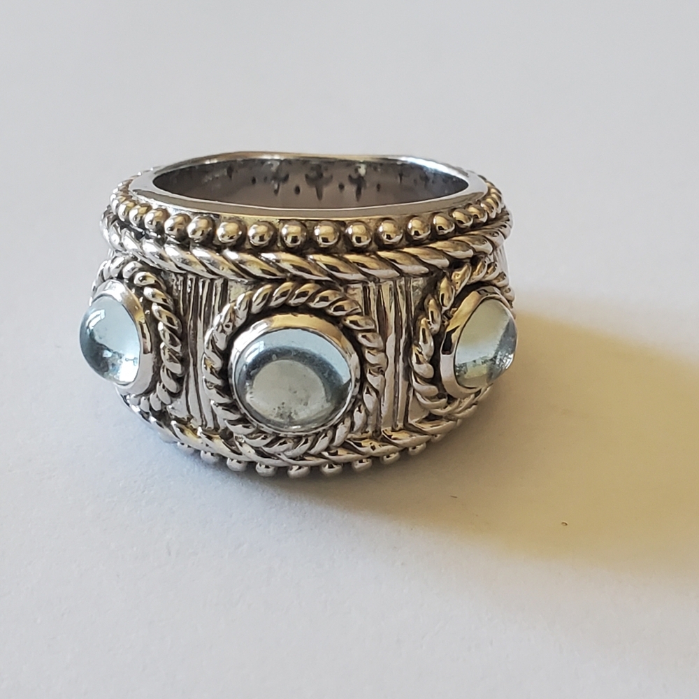 Judith Ripka Sterling And Blue Topaz Ring, Sz 6.5 - Picture 2 of 9